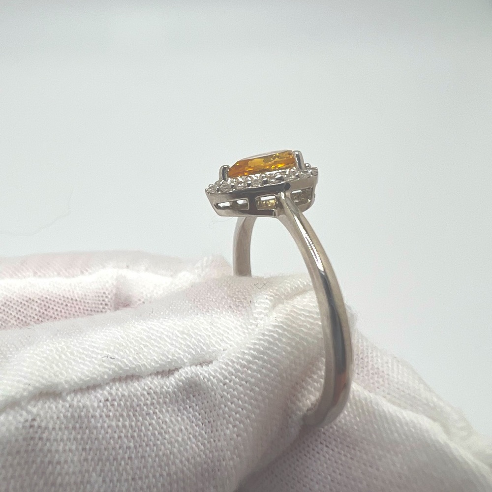 Sale $36 Firm! .925 Sterling Silver Natural Citrine & Cz Ring - Picture 11 of 15